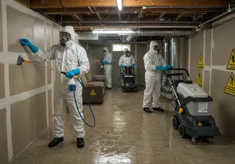 Basement Moisture Removal and Structural Drying process in North Fork Village, OH